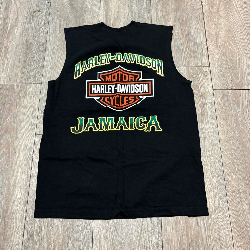 Vintage Men’s Harley Davidson Jamaica Tank Top Graphic Black Size Large
